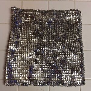 Silver Sequin Women's Strapless Top